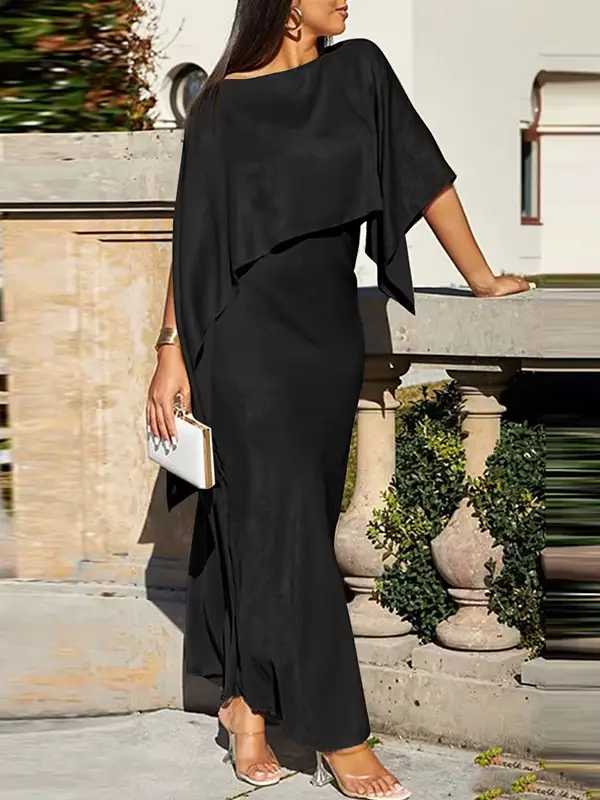 Robe de soirée Modigirl femmes luxueuse maxi cape asymétrique chauve-souris brillante pour mariages galas soirées spéciales
