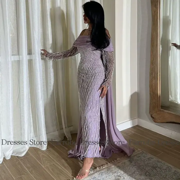 Robe de cocktail de luxe saoudien avec pompon croisé