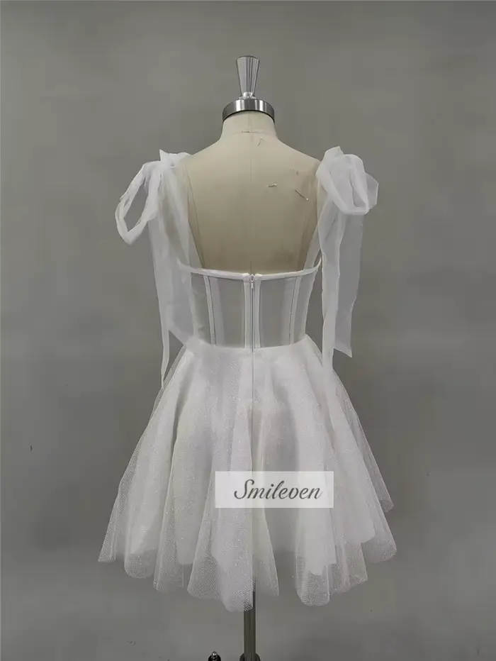 Smileven robe de mariée courte une ligne chérie cou brillant paillettes robes