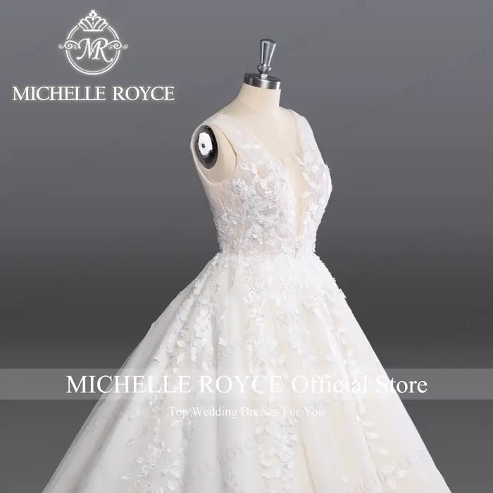 Michelle Royce col en v profond robes De mariée pour les femmes Appliques dos nu dentelle Sexy robe