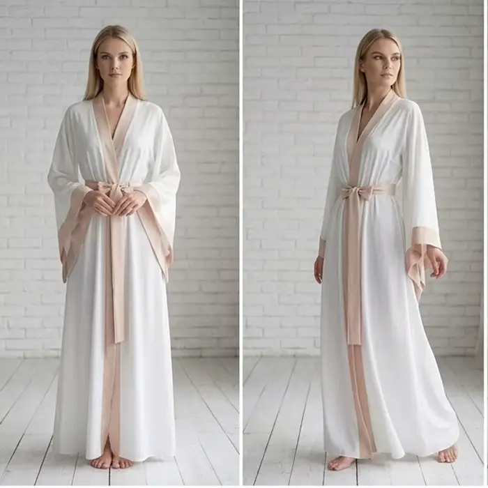 Robe longue en soie ivoire