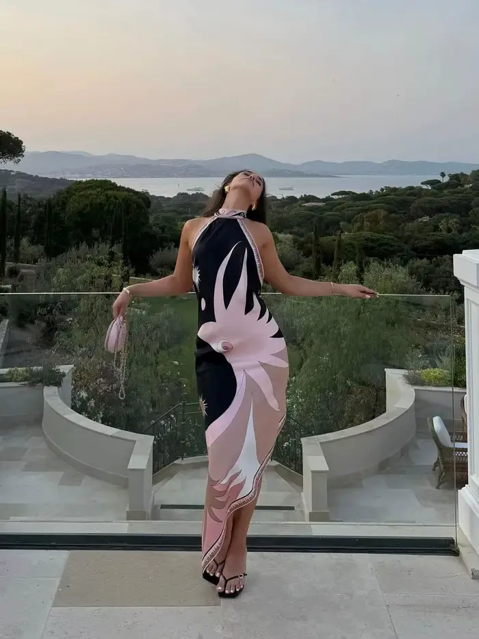 Robe Maxi imprimée, col licou