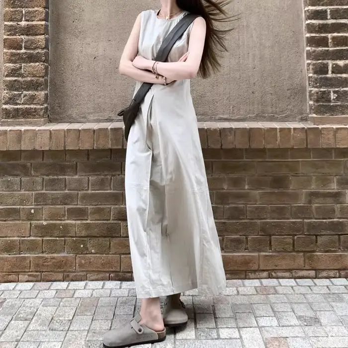 Robe de base simple pour femmes, tenue de plage noire, décontractée, française, nouvelle collection 