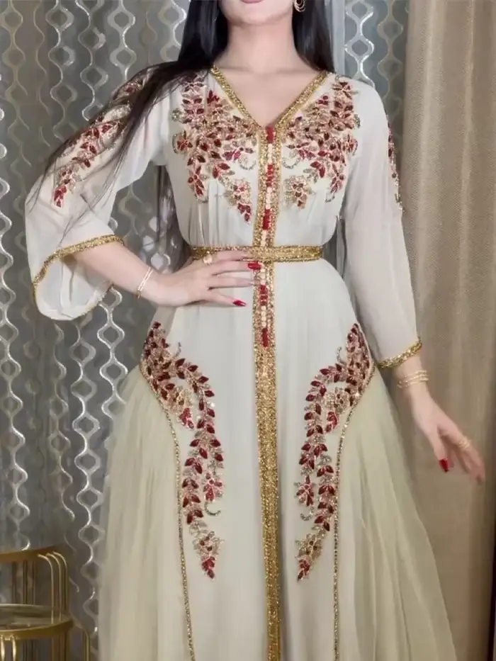Robe musulmane de luxe pour femmes, élégante abaya pour soirées islamiques, jalabiya traditionnelle pour Ramadan et Eid, caftan turc marocain pour occasions spéciales