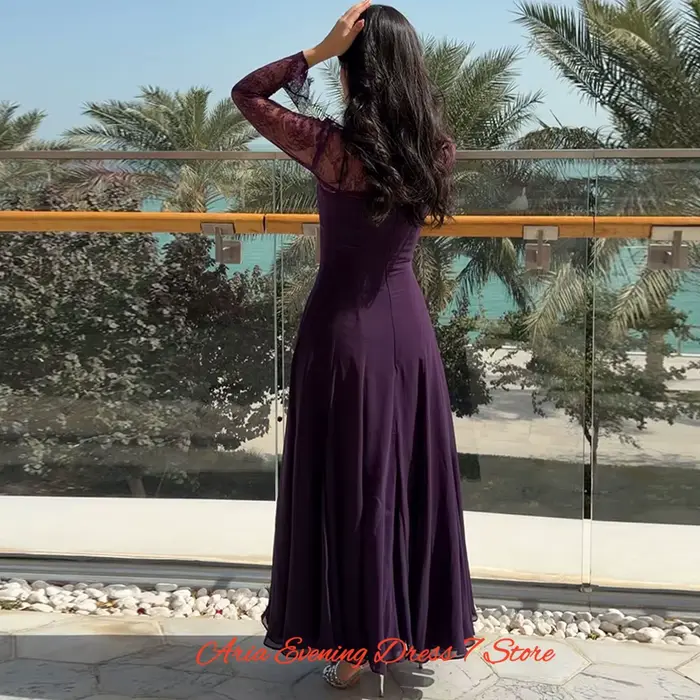 Robe de soirée élégante en mousseline de soie violette