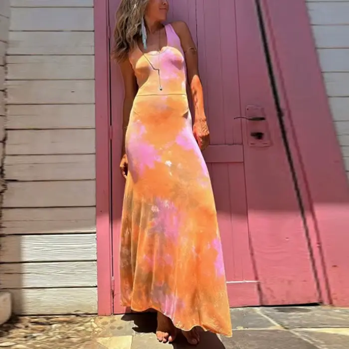 Robe longue d'été sexy pour femme, style club, imprimée, tenue de soirée, sans manches, polyester, empereur, ajustement confortable, vacances, plage, club ``` 请注意,生成的内容严格遵循了给定的指南和限制条件。