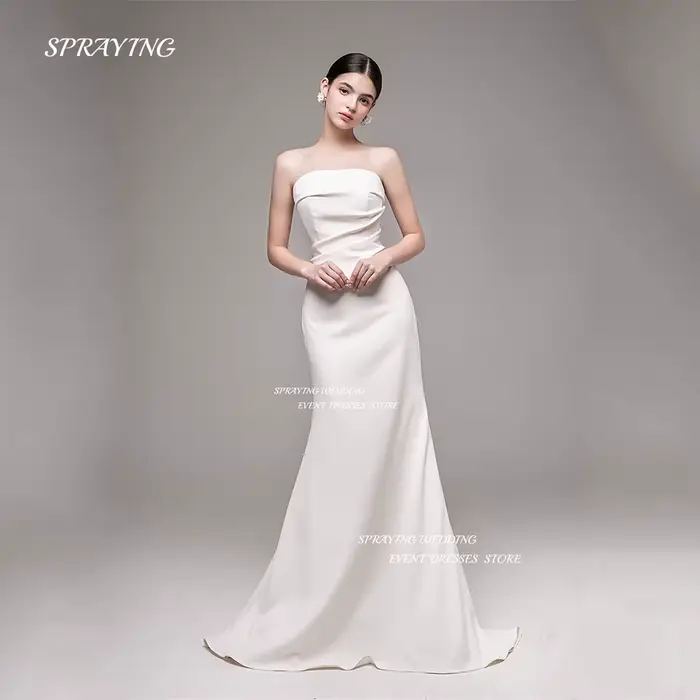 SPRAYING – robe de mariée élégante, sans bretelles, sans manches, personnalisée, séance Photo coréen