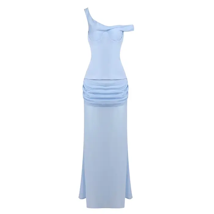 Robe de soirée blanche élégante, asymétrique épaule dénudée, drapée, pour événements formels, robe d