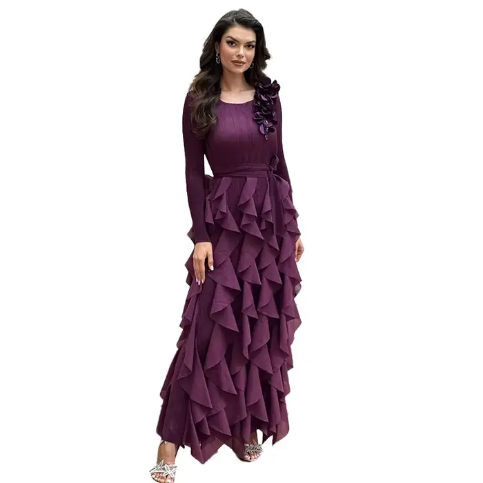 Robe plissée PY 2025 avec volants en cascade pour femmes senior élégante décontractée printemps été occassions spéciales
