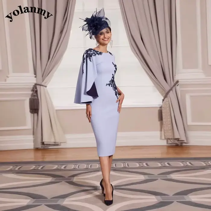 YOLANMY Unique bébé bleu mère de la robe de mariée contraste couleur