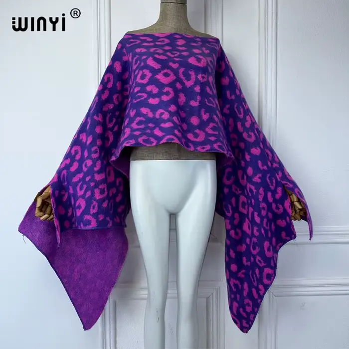 WINYI-Robe chaude bohème pour femme, vêtements de vacances, cape irrégulière, imprimé léopard, ponch