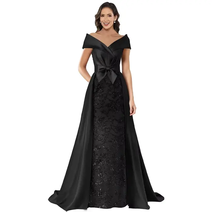 Robes mère de la mariée personnalisées à épaules dénudées pour femmes, longue robe d'invité de maria