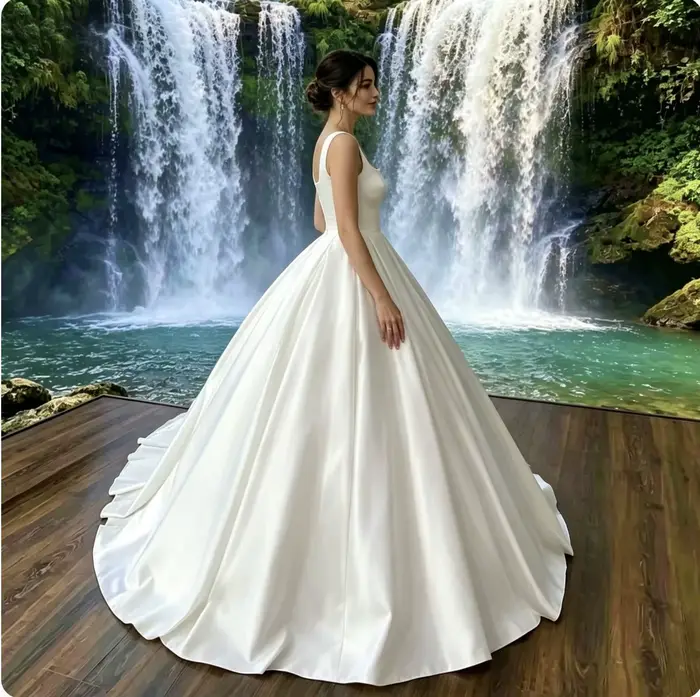 Robe de mariée civile personnalisée, coupe A, col carré, robe de mariée pour femme, vestidos de novi