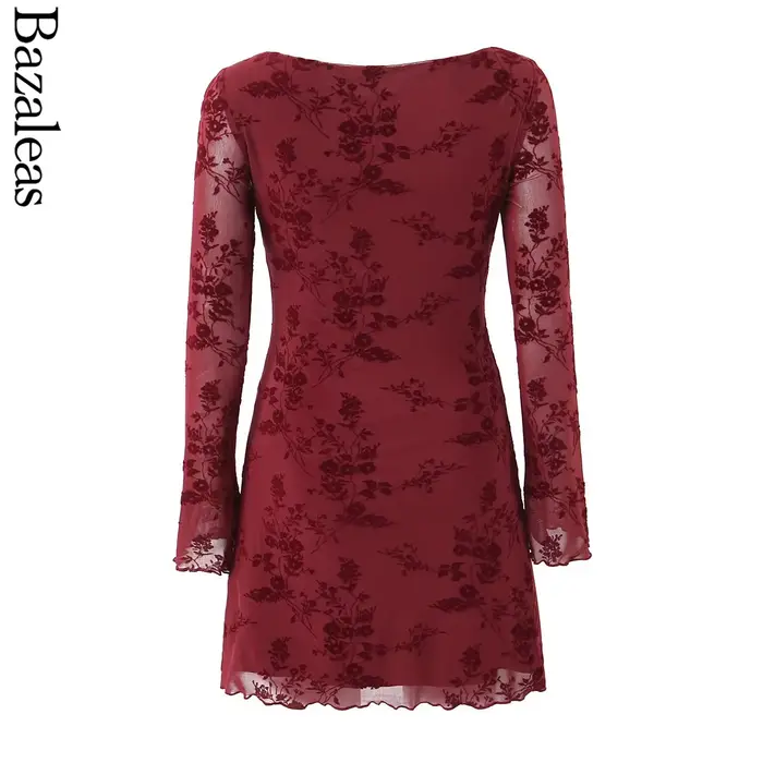 Mini robe en maille à col slash pour femme