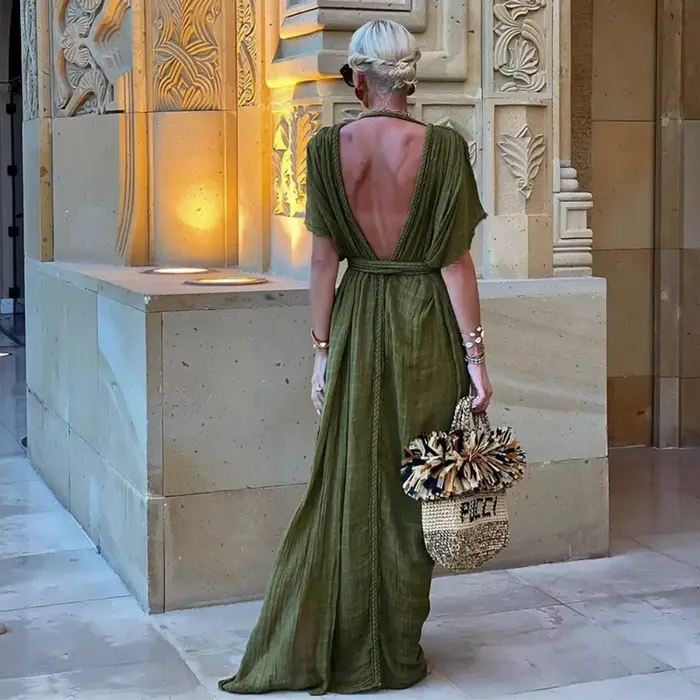 Robe de vacances style bohémien vert pour femmes