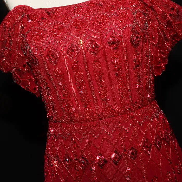 Robe Sharon Said sirène en polyester avec perles et cristal pour soirées officielles et mariages