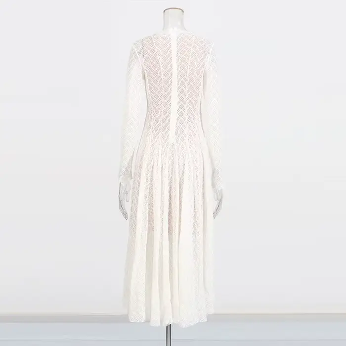 Robe en dentelle bywindto polyester coton col rond mince ajustée pour femmes junior automne hiver occasions romantiques et mode