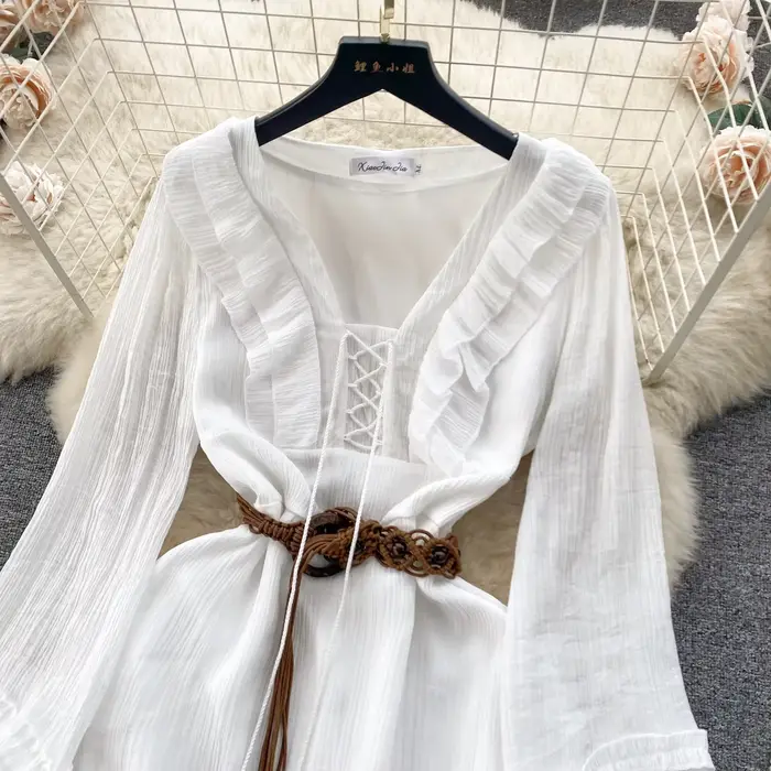 Robe de vacances bohème à volants pour femmes