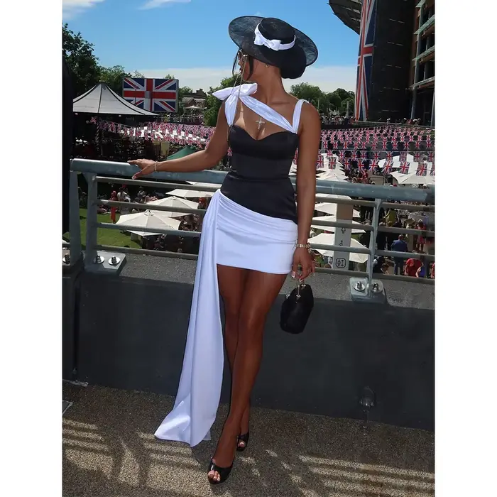 Robe de cocktail noire et blanche pour femme, gaine chérie, mini cocktail, quelle que soit la colonne, fibre, sexy, robe de soirée