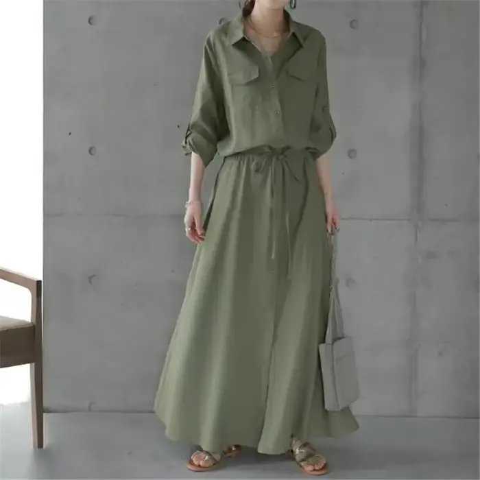 Robe femmes robes simple boutonnage bouton