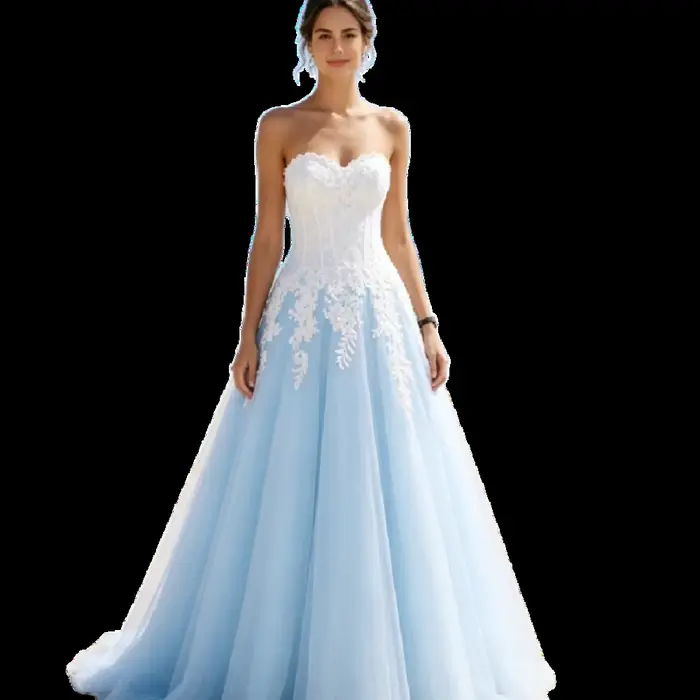 Robe de mariée gothique bleu froid 2026