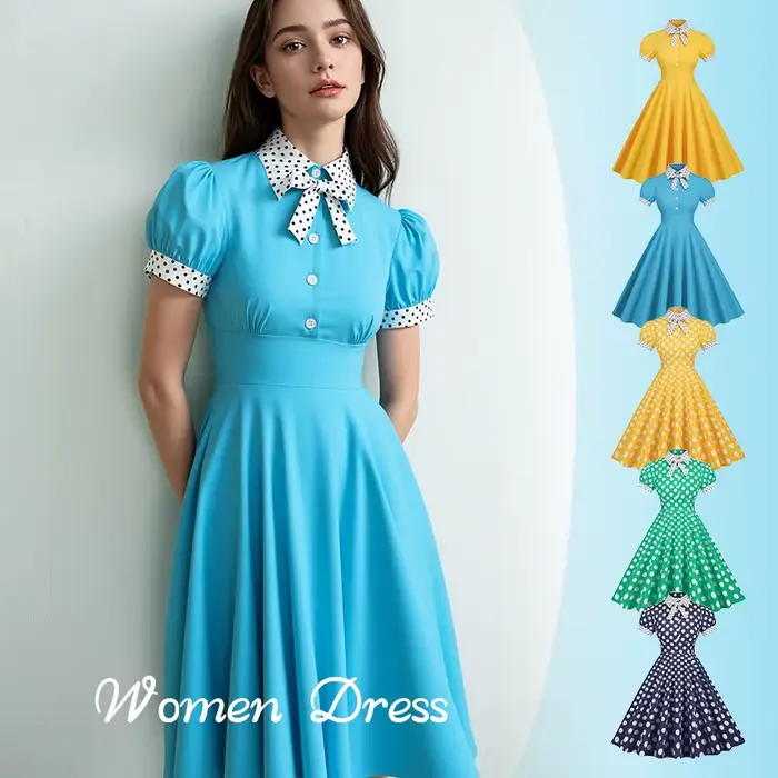 Robe d'été vintage à pois des années 50 et 60 pour femme, robe rétro rockabilly, soirée, bal de mariage, occasion spéciale
