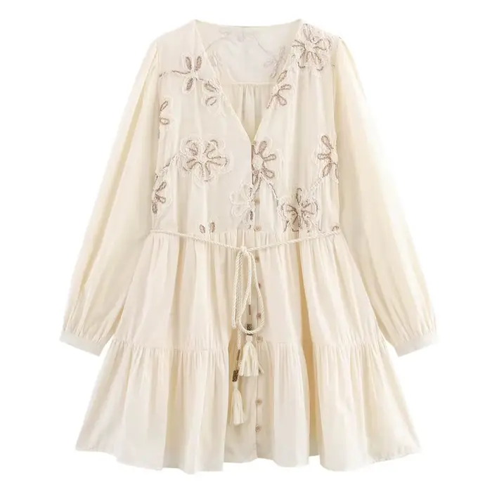 Robes pour femmes, beige, manches longues, robes courtes, nouvelle collection printemps 2026, mode f