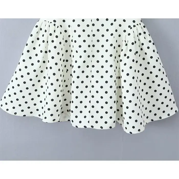 Robe trapèze dos nu à pois pour femmes