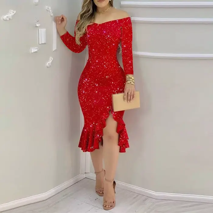 Robe de soirée à paillettes pour femmes