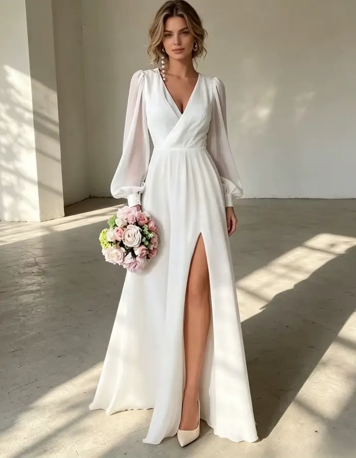 Robes de mariée bohèmes personnalisées en mousseline de soie pour la plage