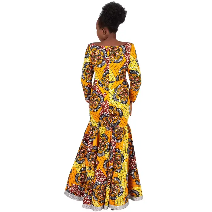 Robe africaine imprimée Ankara pour femmes, robes à manches longues, robe élégante Dashiki, jupe plissée de mariage, robes à la mode, WY1058