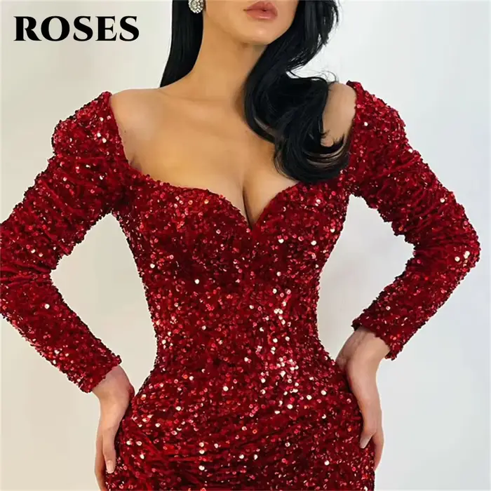 ROSES Robes de bal rouges à paillettes