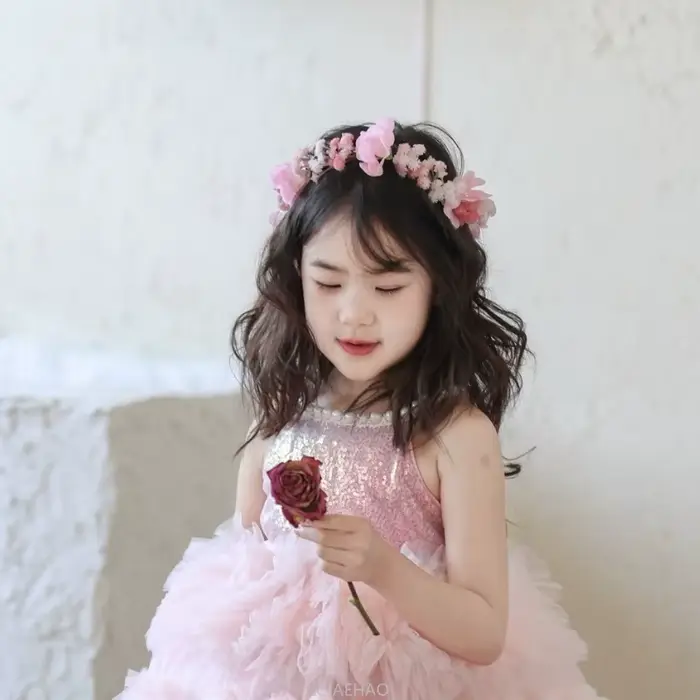 Robe de mer rose sans manches robes de fille de fleur Pageant hôte Tutu