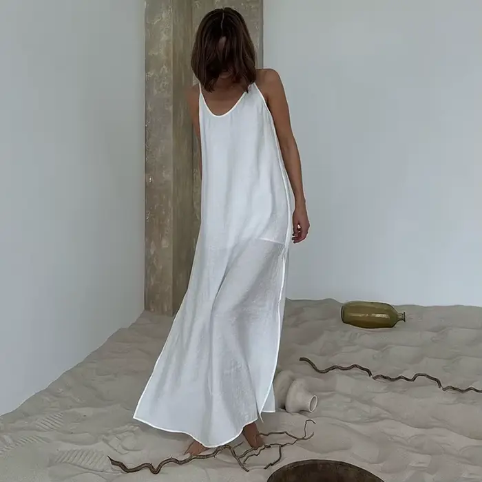 Robe longue blanche pour femme