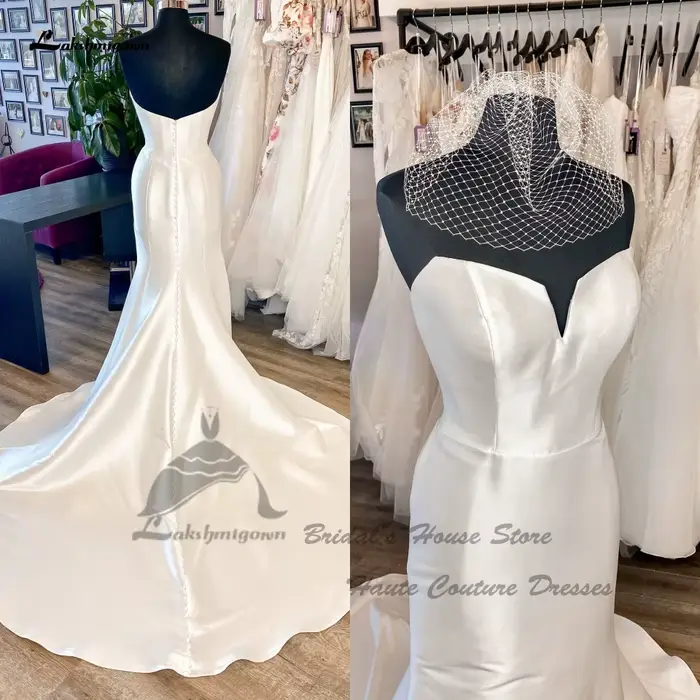 Lakshmigown – robe de mariée longue en Satin Mikado