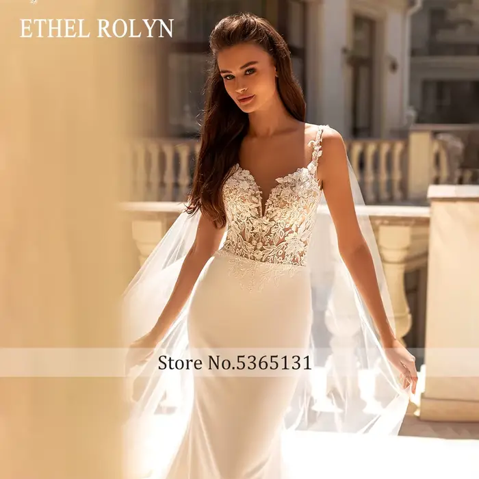 ETHEL ROLYN robe de mariée sirène perles chérie avec châle