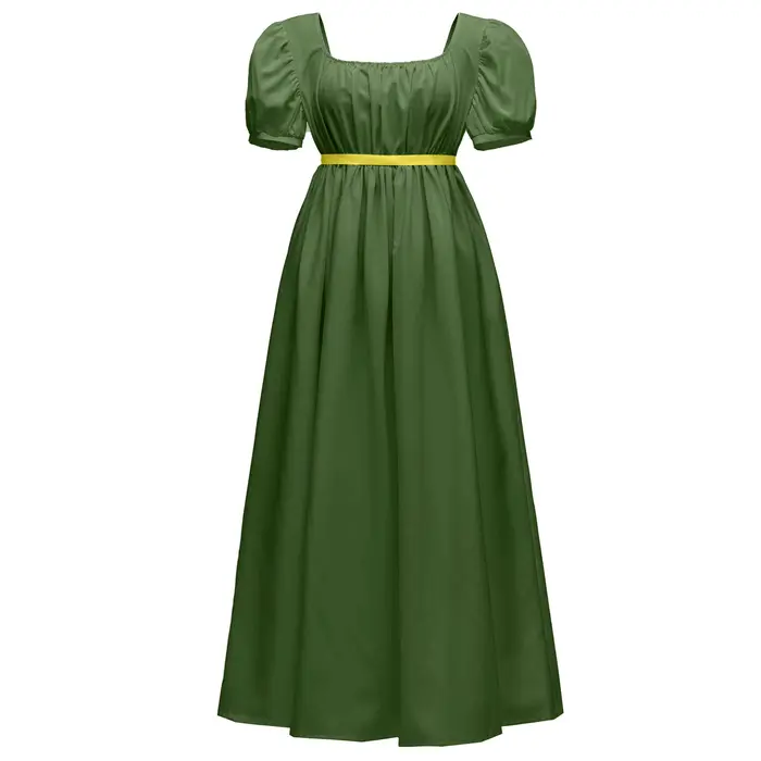 Robe régence pour femmes en polyester avec ceinture en satin et manches princesses pour occasions spéciales