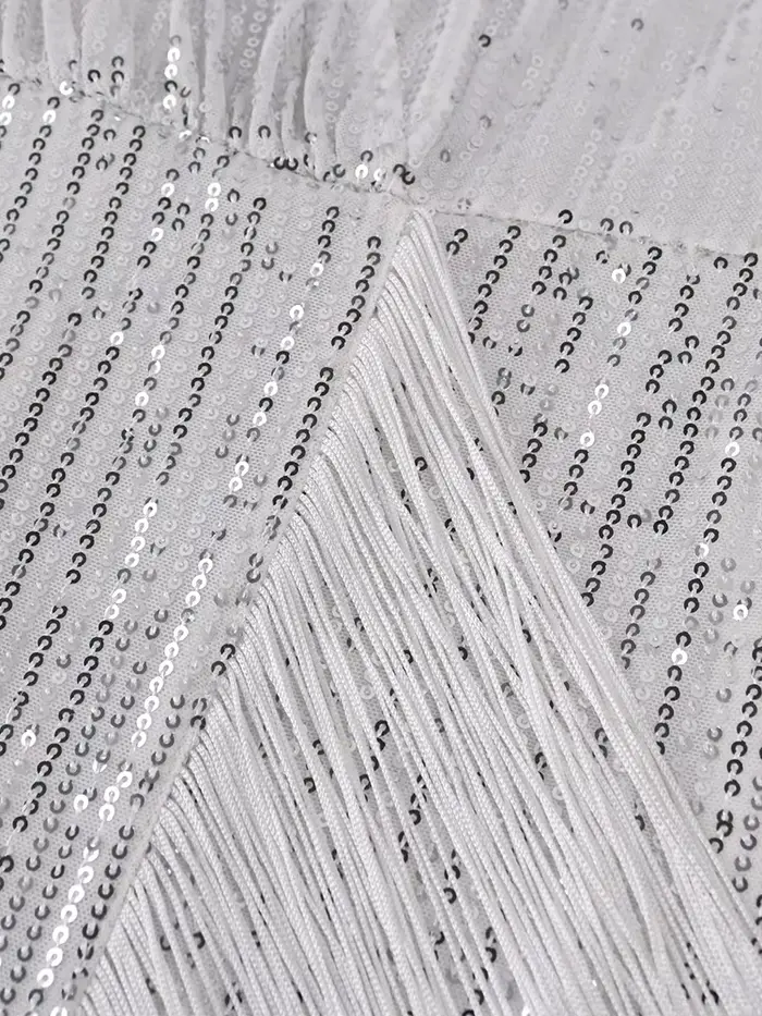 Robe à Paillettes Argentées pour Femme