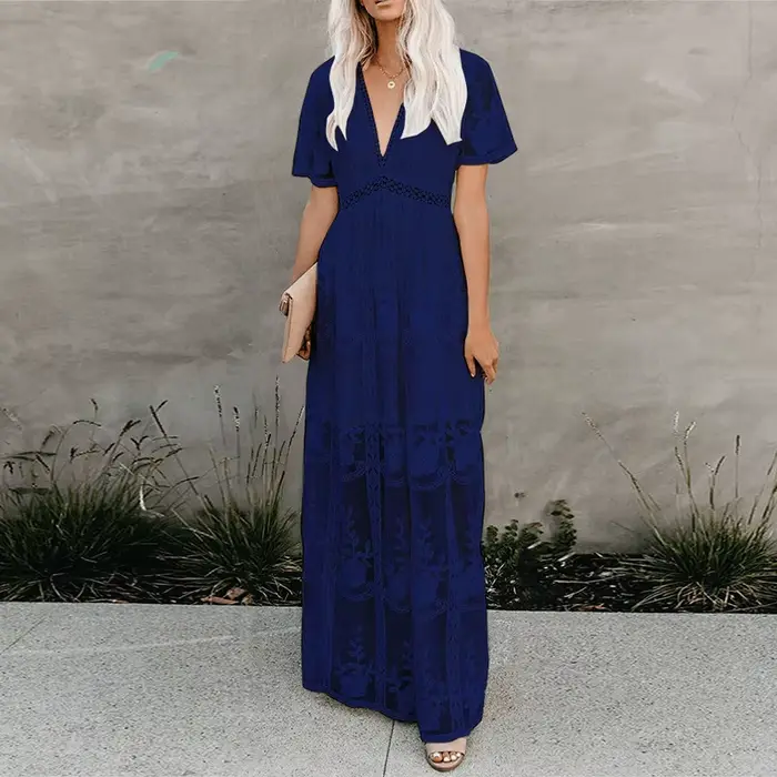 Robe longue en dentelle pour femmes