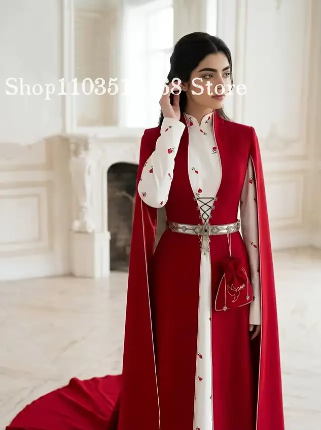 Robe de mariée musulmane rouge personnalisée