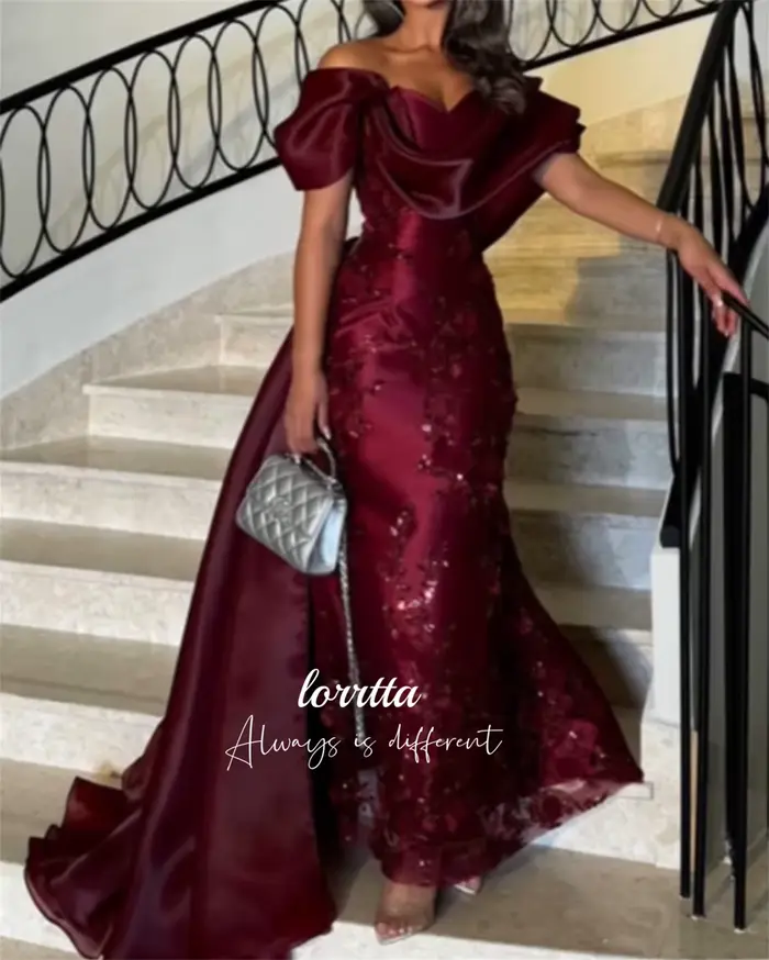 Lorrtta-Robe de Soirée Rouge Profond pour Femme