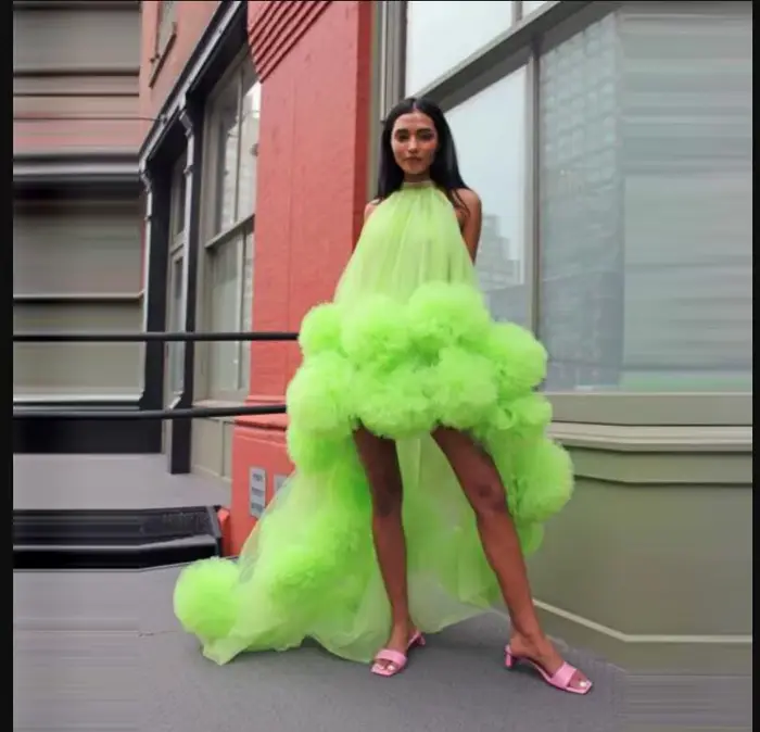 Robe de Soirée Longue Vert Néon Sexy
