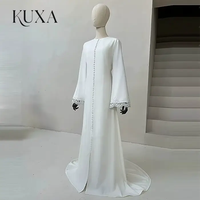 KUXA – robe de mariée musulmane élégante, ligne a, dentelle formelle, manches longues, longueur au s