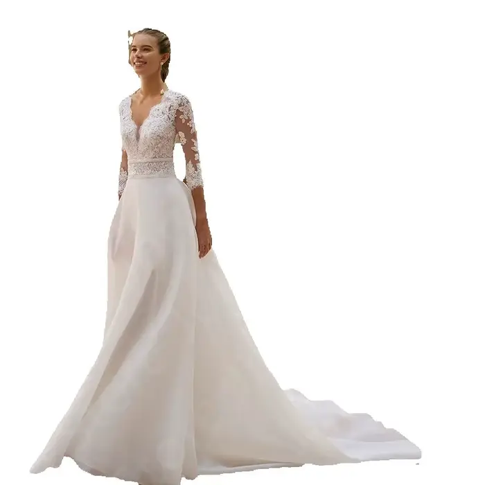 Robes de mariée magnifiques personnalisées en dentelle blanche
