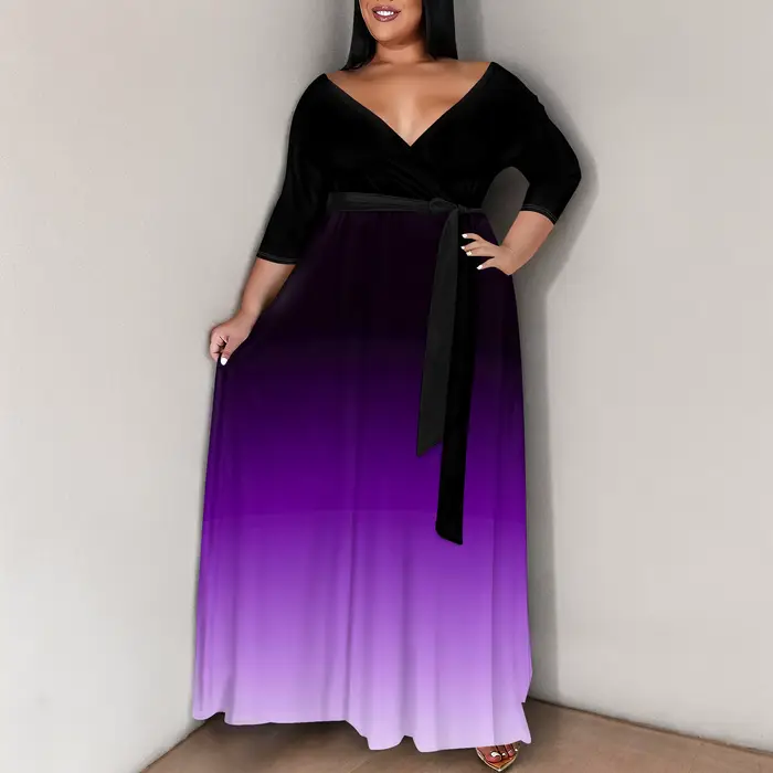 Robe longue florale fluide grande taille pour femmes avec ceinture décontractée pour printemps été ocassions spéciales