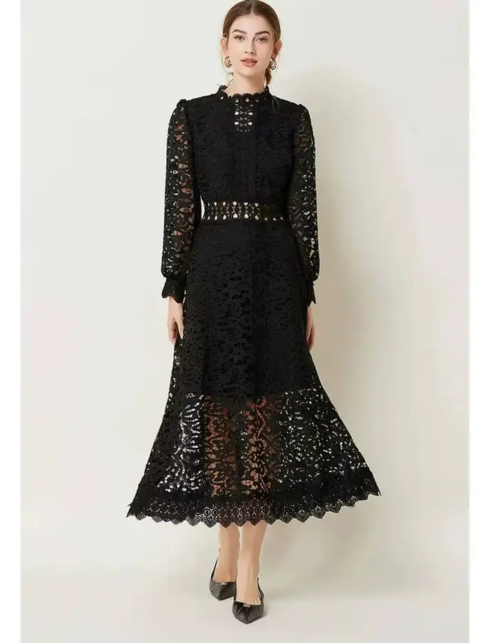 Robe Midi Unie Violette et Verte pour Femme