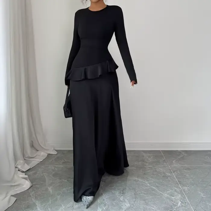 Robe longue en dentelle à manches longues, élégante, haut de gamme, vêtements pour femmes, automne hiver 2025