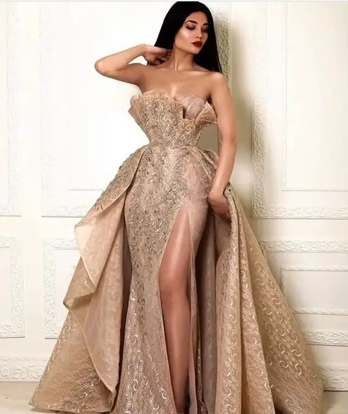 2025 nouvelle robe de soirée pour femmes Sexy robe longue sans bretelles mode élégante commerce exté