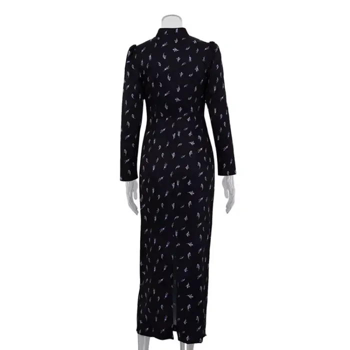 Robe à manches longues vintage polyester pour femmes, automne, bureau et soirées, élégante et confortable