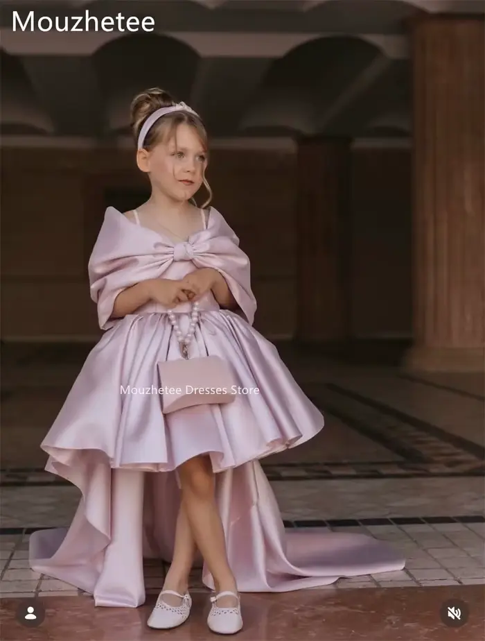 Robes de Soirée Rose Épaules Dénudées Coupe Trapèze Mouzhetee pour Anniversaire, Mariage, Fête, Fill